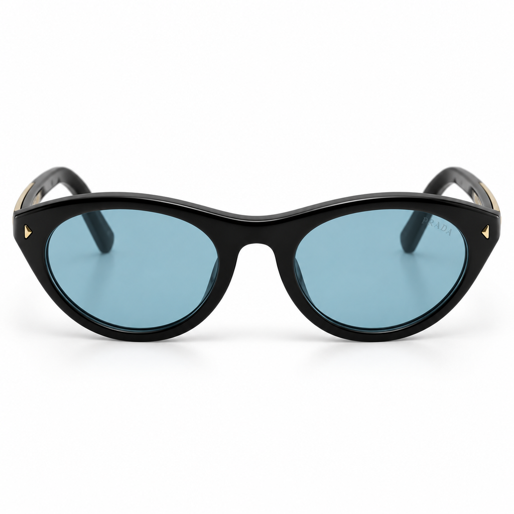 Black Cat-Eye Sunglasses with Gold-Tone Details