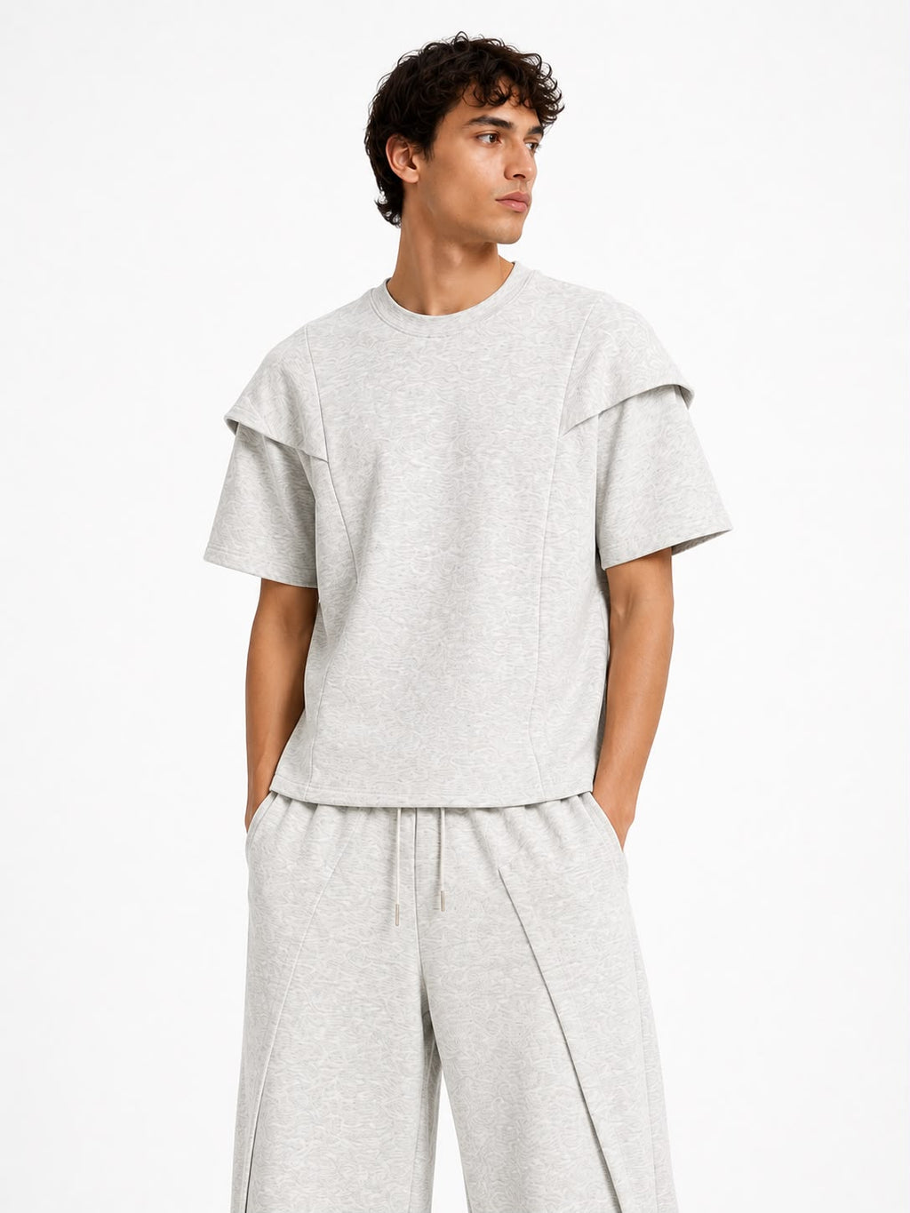 Men’s Textured Oversized T-Shirt & Shorts Set