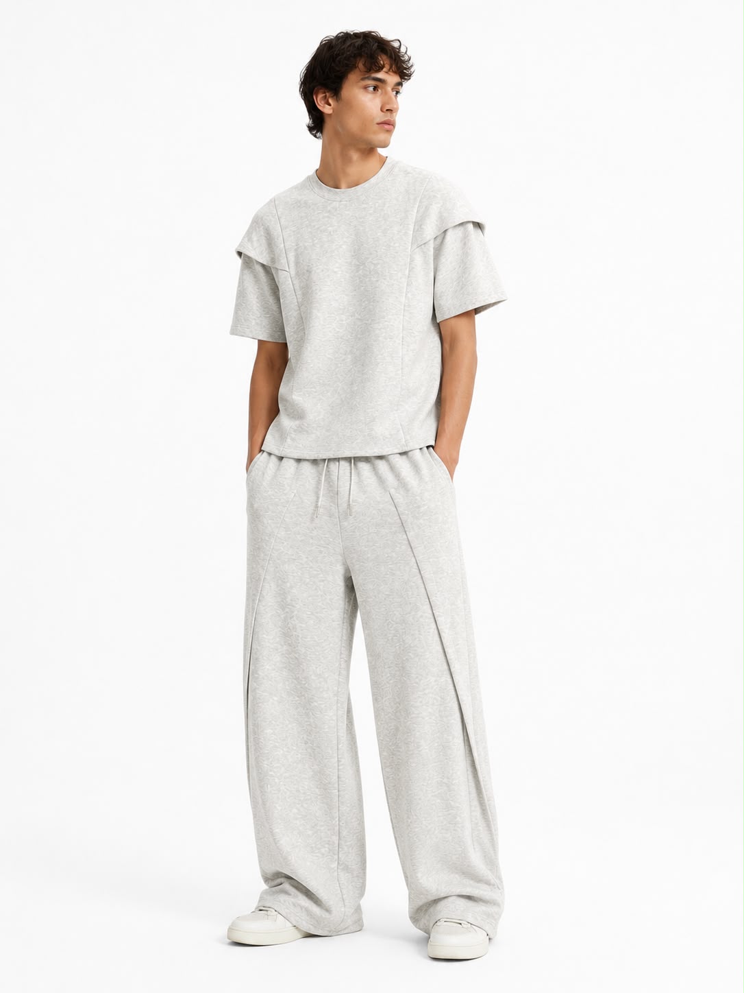 Men’s Textured Oversized T-Shirt & Shorts Set
