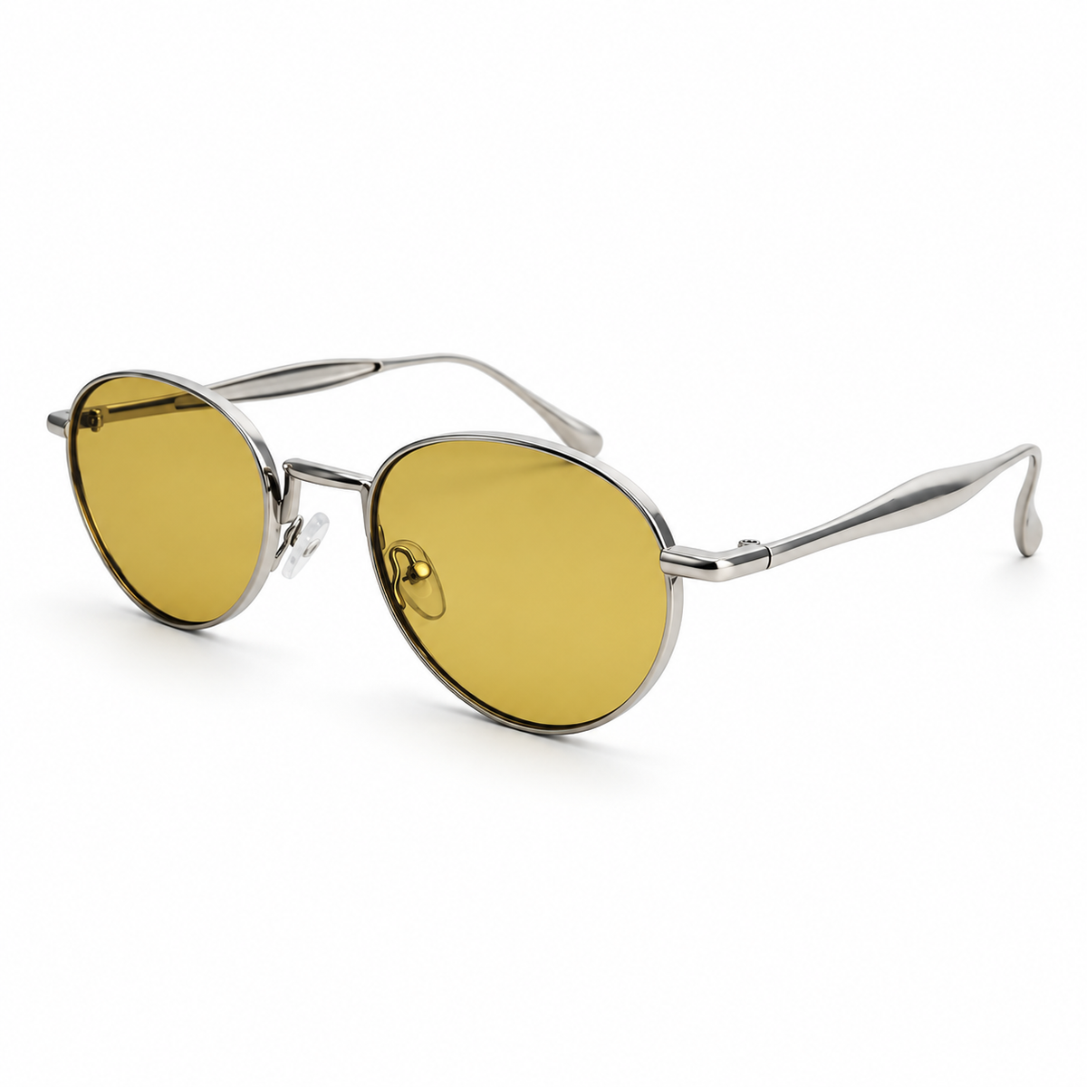 Amber-Lens Sunglasses with a Sleek Silver-Tone Frame