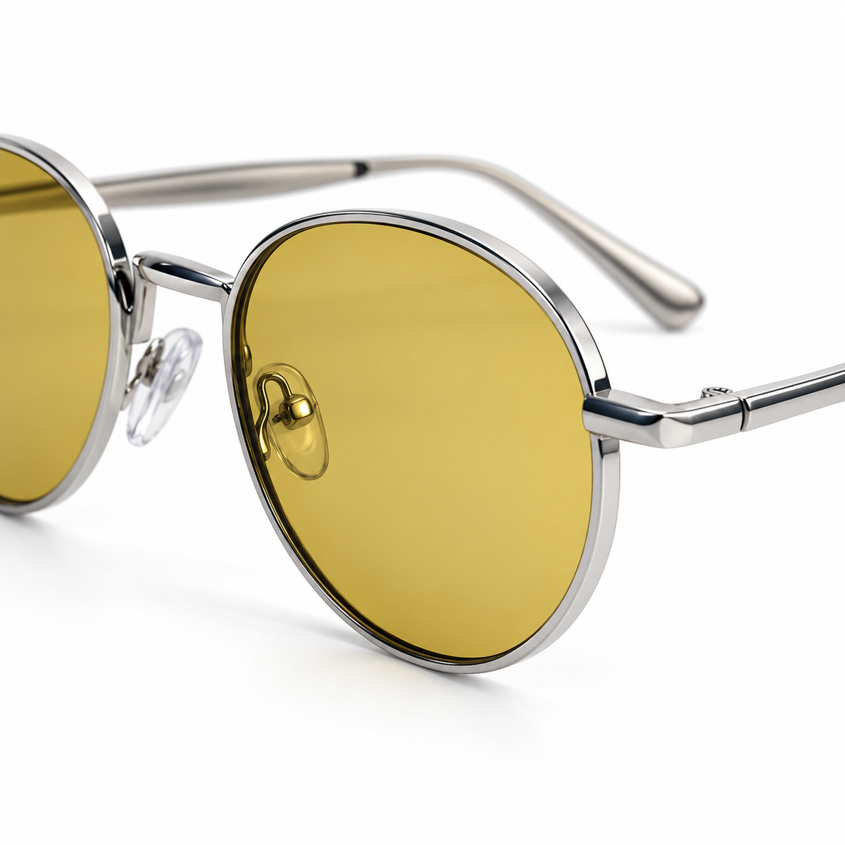 Amber-Lens Sunglasses with a Sleek Silver-Tone Frame