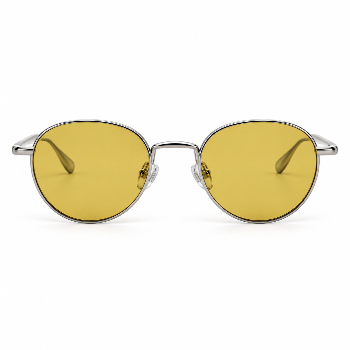 Amber-Lens Sunglasses with a Sleek Silver-Tone Frame