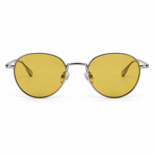 Amber-Lens Sunglasses with a Sleek Silver-Tone Frame