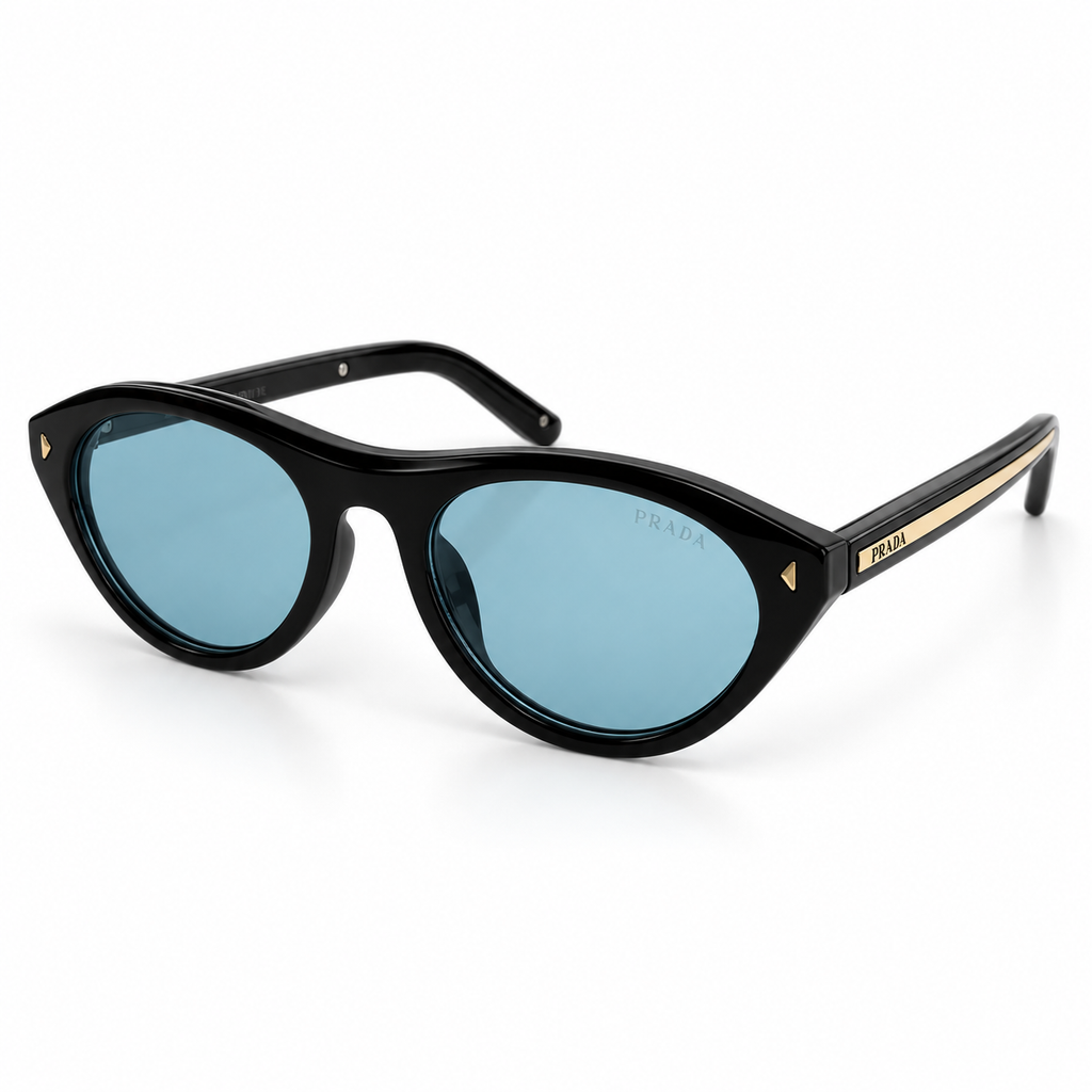 Black Cat-Eye Sunglasses with Gold-Tone Details