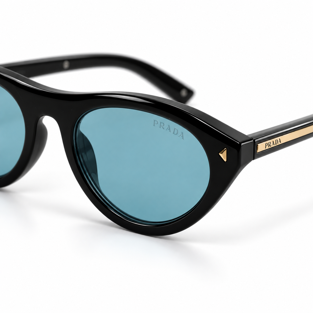 Black Cat-Eye Sunglasses with Gold-Tone Details