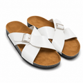 Smooth Cross Buckle Slippers