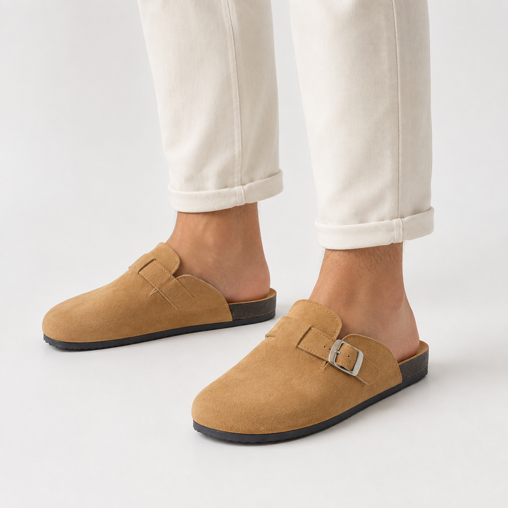 Suede Buckle Mule Slippers – Style 1