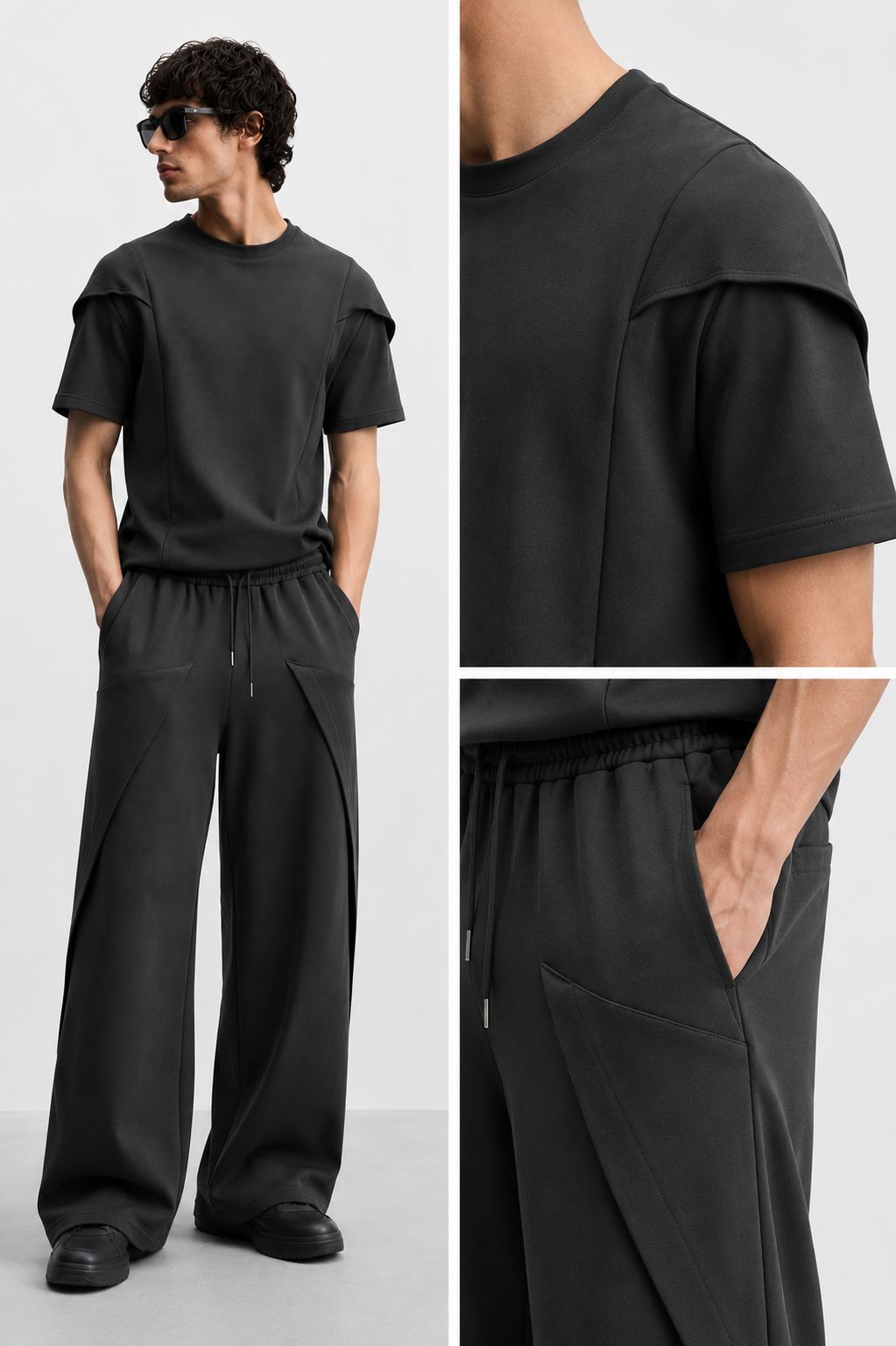 Men’s Textured Oversized T-Shirt & Shorts Set